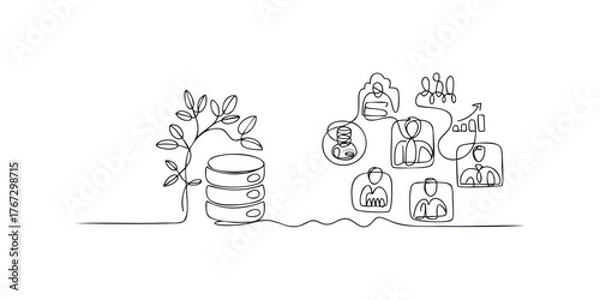 Obraz Abstract continuous line drawing of data and teamwork
