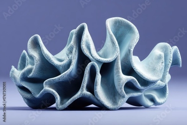 Obraz Abstract sculptural form, light-blue, textured folds