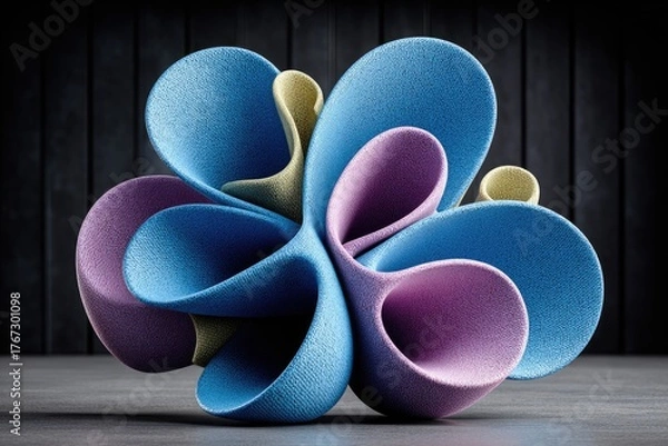 Obraz Abstract sculptural form,  pastel colored,  textured,  3D,  organic shapes,  interlocking