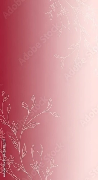 Fototapeta Red gradient background with floral pattern for presentation and decoration