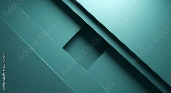 Fototapeta Abstract teal background with geometric shapes and lines for modern design
