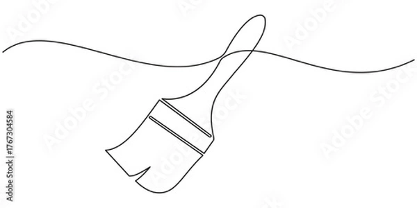 Fototapeta Paint palette art brush continuous one line drawing and minimalist style isolate outline vector, Paint palette art brush icon continuous one line drawing outline vector illustration.