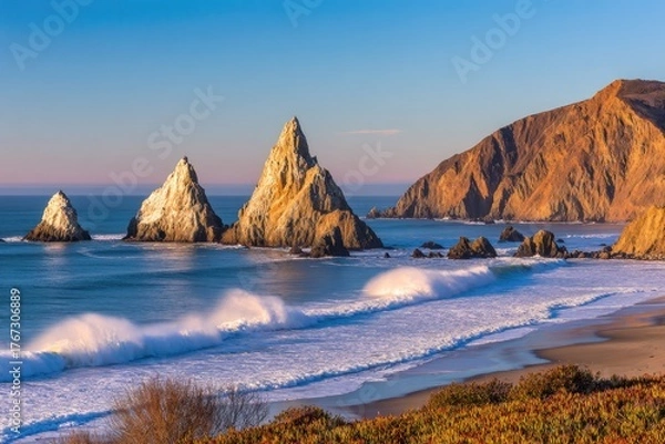Obraz Coastal scene with dramatic rock formations