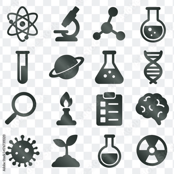 Fototapeta Chemistry Science Lab Research and Experiment Icons Set