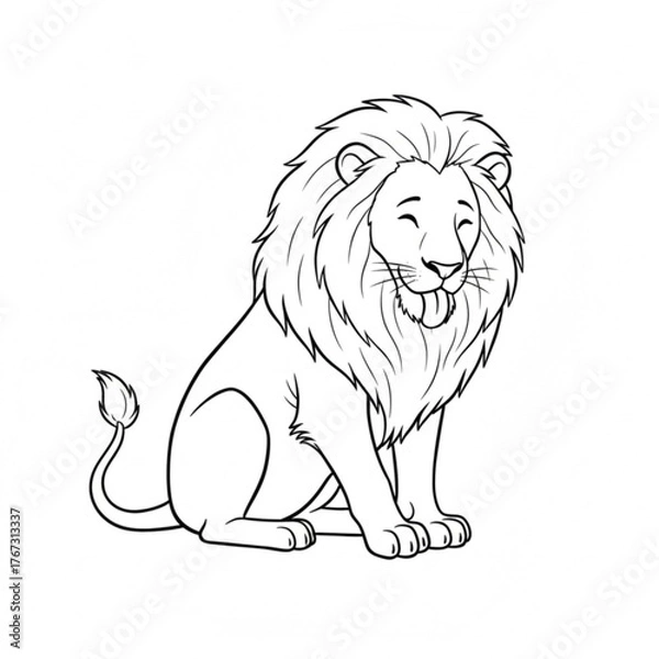 Obraz Strong and proud lion character in various actions set of cartoon vector illustrations on white background