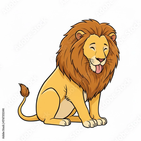 Obraz Strong and proud lion character in various actions set of cartoon vector illustrations on white background
