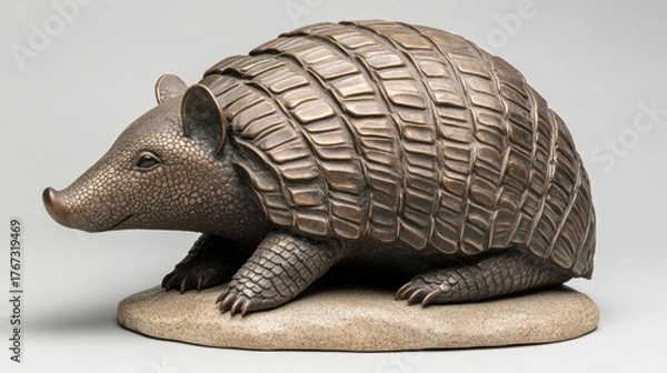 Obraz Armadillo, its shell segments like polished, overlapping bronze shields, 
