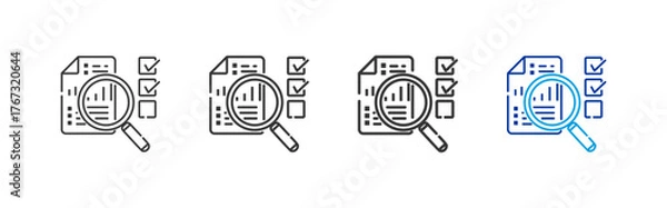 Fototapeta audit icons with different thickness and color lines on a white background