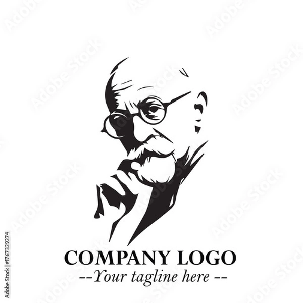 Obraz Intelligent Head of Professor Logo Symbol in Black on White Background with Modern Minimalist Design