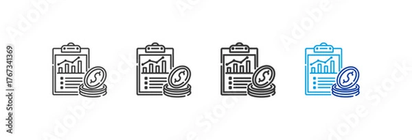 Fototapeta profit icons with different thickness lines and colors on a white background