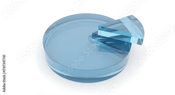 Fototapeta Blue glass pie chart isolated on white background representing data visualization
