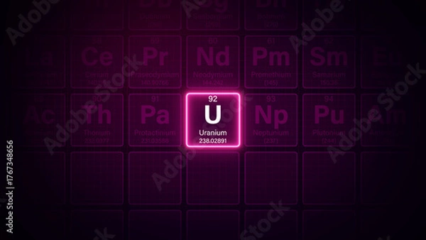 Obraz Modern periodic table element Uranium illustration
