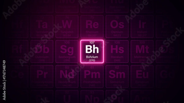 Obraz Modern periodic table element Bohrium illustration