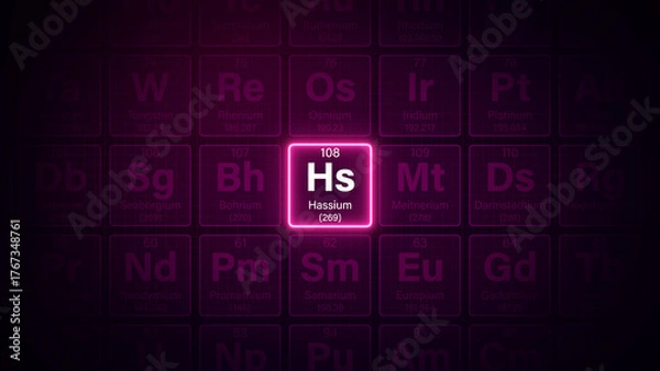 Obraz Modern periodic table element Hassium illustration