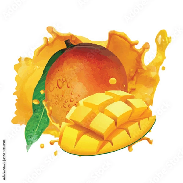 Obraz Make a Professional Mango Splash Vector Illustration
