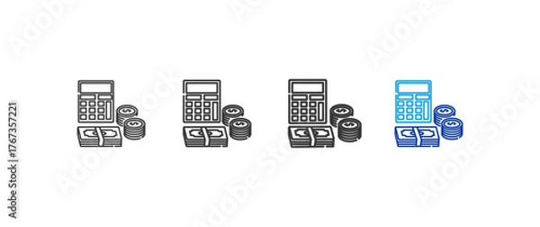 Fototapeta calculation icons with lines of different thickness and color on a white background