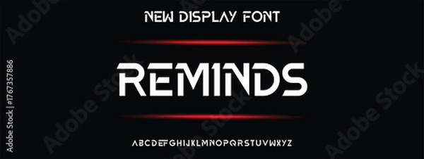 Obraz Design Modern abstract digital alphabet font. Minimal technology typography, Creative urban sport fashion futuristic font and with numbers. vector illustration.