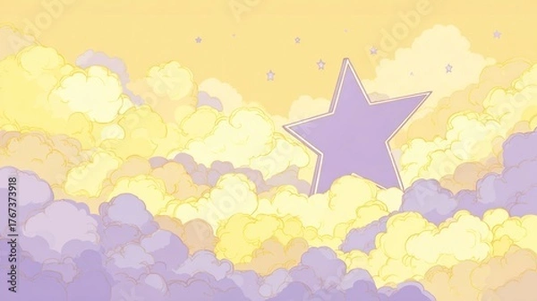 Fototapeta Pastel clouds and a star