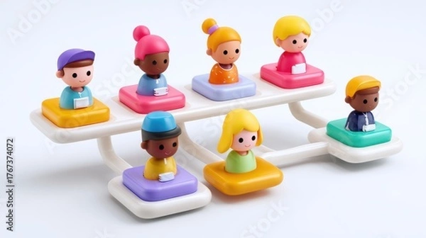 Obraz Colorful 3D figures arranged in a network