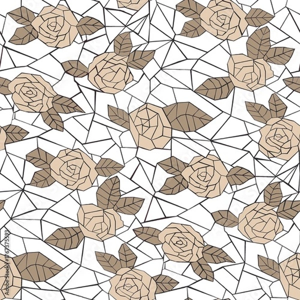 Obraz seamless pattern with geaoetrical roses