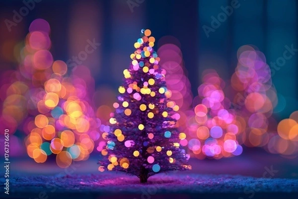 Fototapeta Christmas Tree Bokeh Lights – Magical Winter Abstract