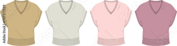 Obraz Elegant V-Neck Sweater Collection A Spectrum of Stylish Colors for Wardrobe Essentials