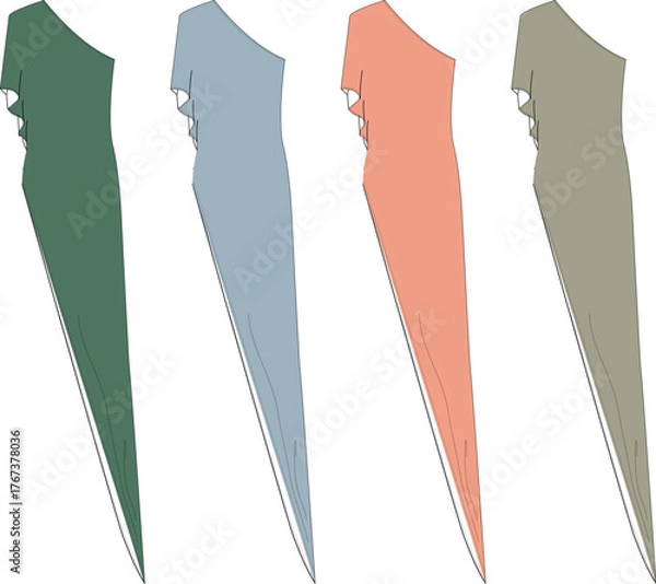 Obraz Elegant One-Shoulder Dress Vector Illustration in Various Colors