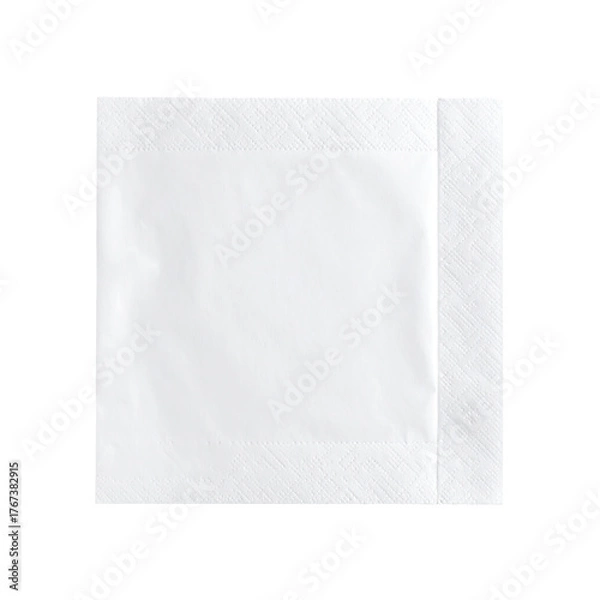 Obraz A square white folded napkin on a black background, subtly textured and centered