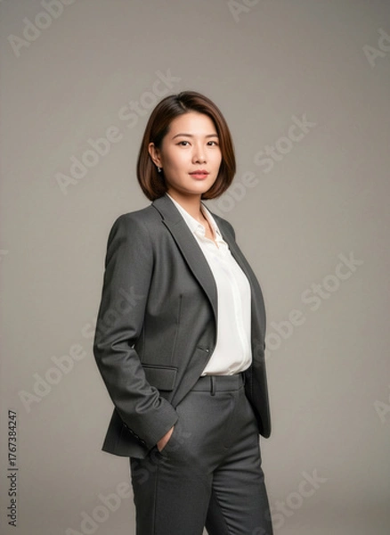 Obraz スーツ姿でポーズを決める女性のポートレート