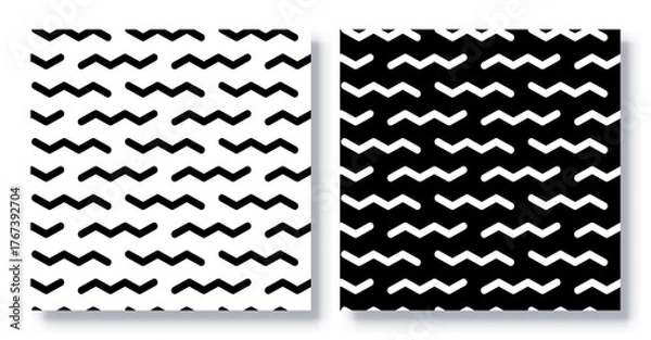 Fototapeta Set of Seamless Zigzag Line Patterns, Vector.