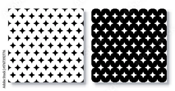 Fototapeta Set of Seamless Star Shape Patterns, Vector.