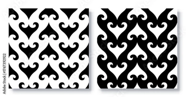 Obraz Set of Seamless Retro Abstract Curve Patterns, Vector.