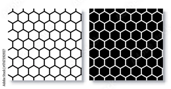 Fototapeta Set of Seamless Honeycomb Patterns Vector.