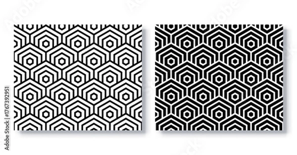 Fototapeta Set of Seamless Hexagonal Patterns, Vector.