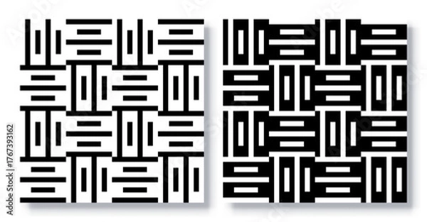 Obraz Set of Seamless Geometric Line Grid Patterns, Vector.