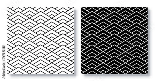 Fototapeta Set of Seamless Fish Scales Patterns, Vector.