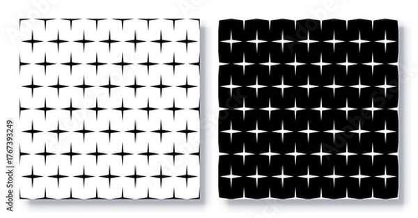 Fototapeta Set of Seamless Star Shine Patterns, Vector.