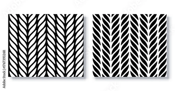 Obraz Set of Seamless Chevron Leaf Patterns, Vector.