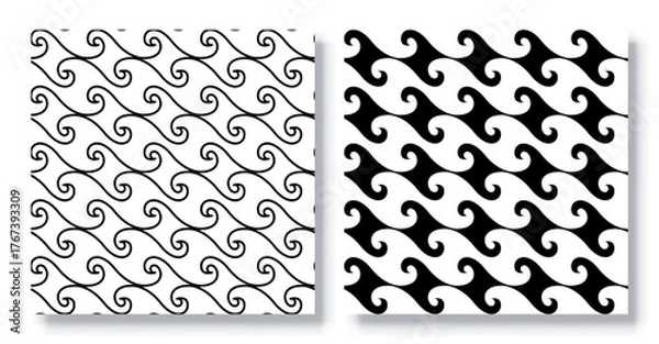 Obraz Set of Seamless Wavy Patterns, Vector.