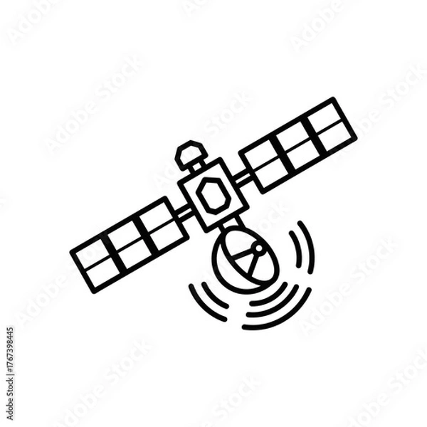 Obraz Communication satellite icon broadcasting signal vector line art