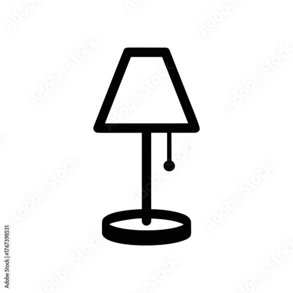 Obraz Simple black table lamp icon vector  
