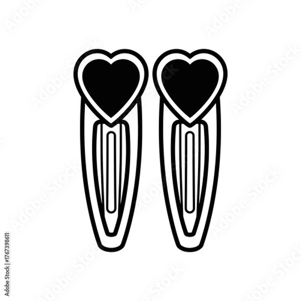 Obraz Heart Shaped Hair Clips Icon Vector Illustration 