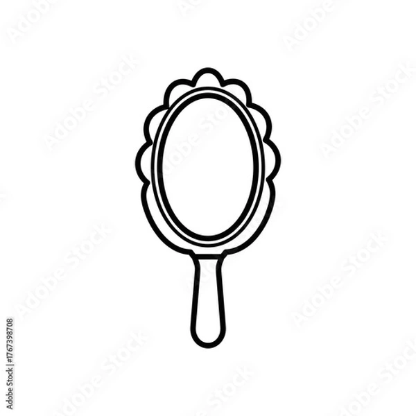 Obraz Vintage Hand Mirror Line Icon Vector Graphic 