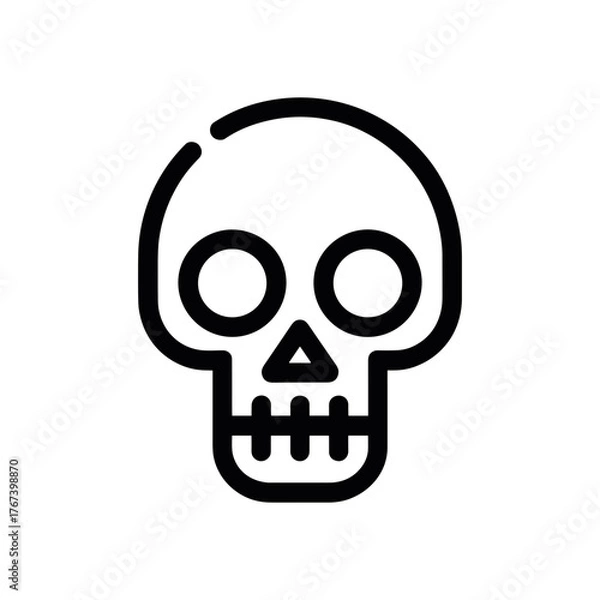 Fototapeta Simple black skull head line icon vector death symbol 