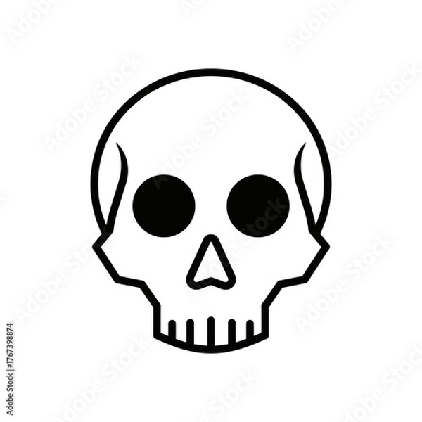 Obraz Human skull line icon vector symbol of death or danger 