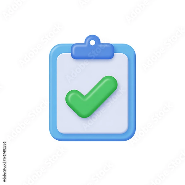 Fototapeta Qulityful Clipboard with Checkmark 3D Icon