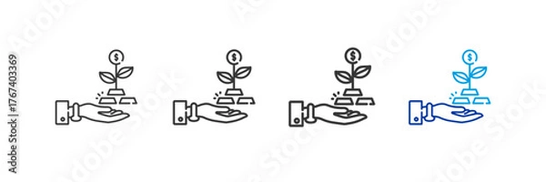 Fototapeta  investment icons with different thickness and color lines on a white background