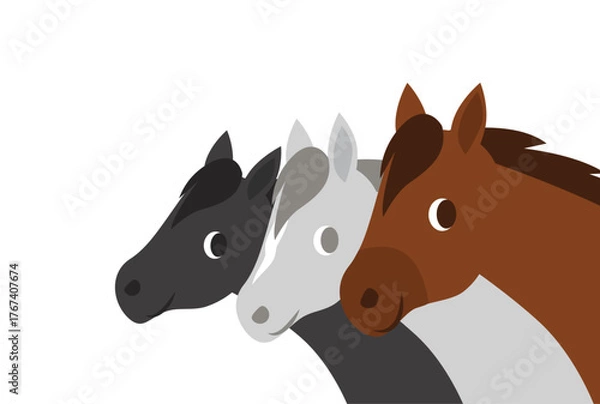 Obraz かわいい馬の横顔のイラスト素材