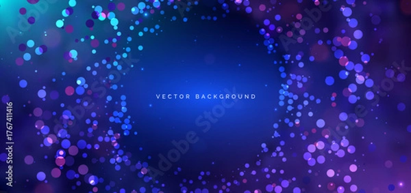 Fototapeta Abstract dot blue and pink overlapping with bokeh on dark blue background.