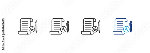 Fototapeta tax icons with different thickness and color lines on a white background